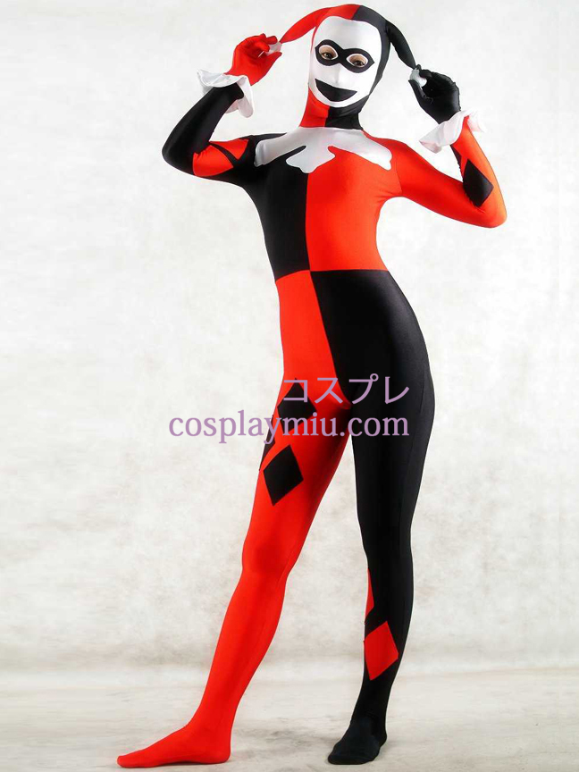 Noir Blanc et Rouge Lycra Spandex unisexe Zentai Suit Clown
