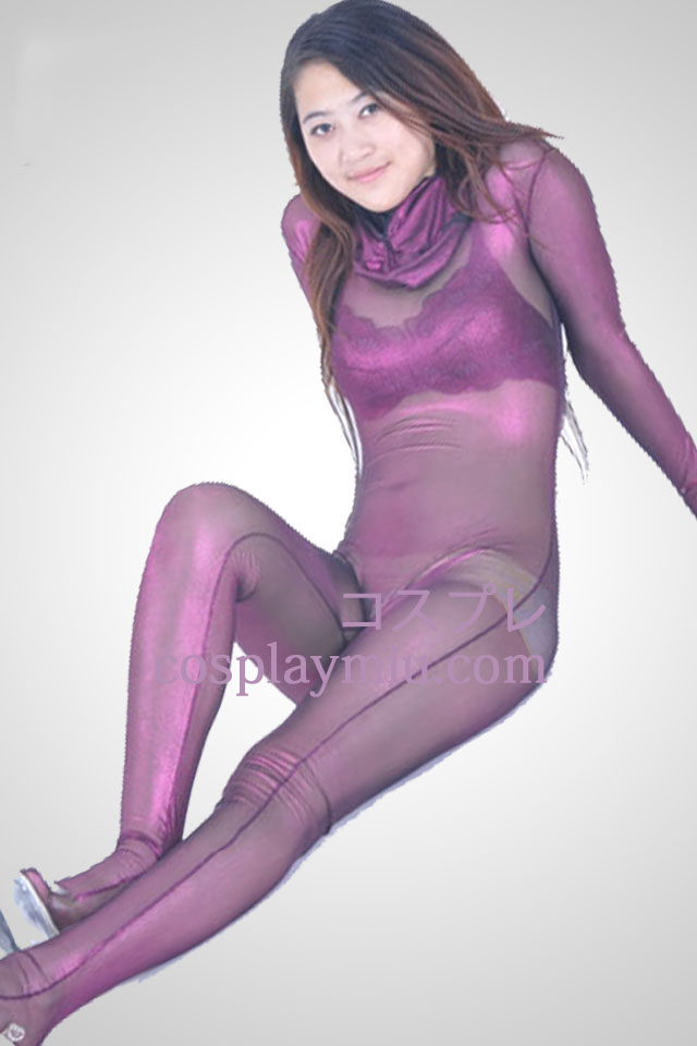 Purple Velvet semi-transparent Suit Zentai