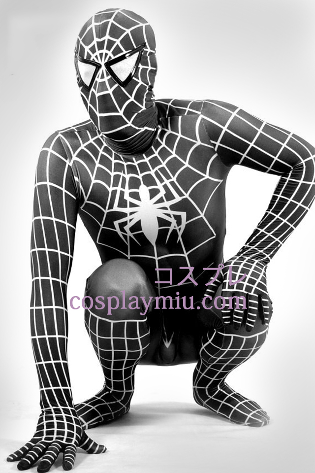 En noir et blanc Lycra Spandex Zentai Spiderman
