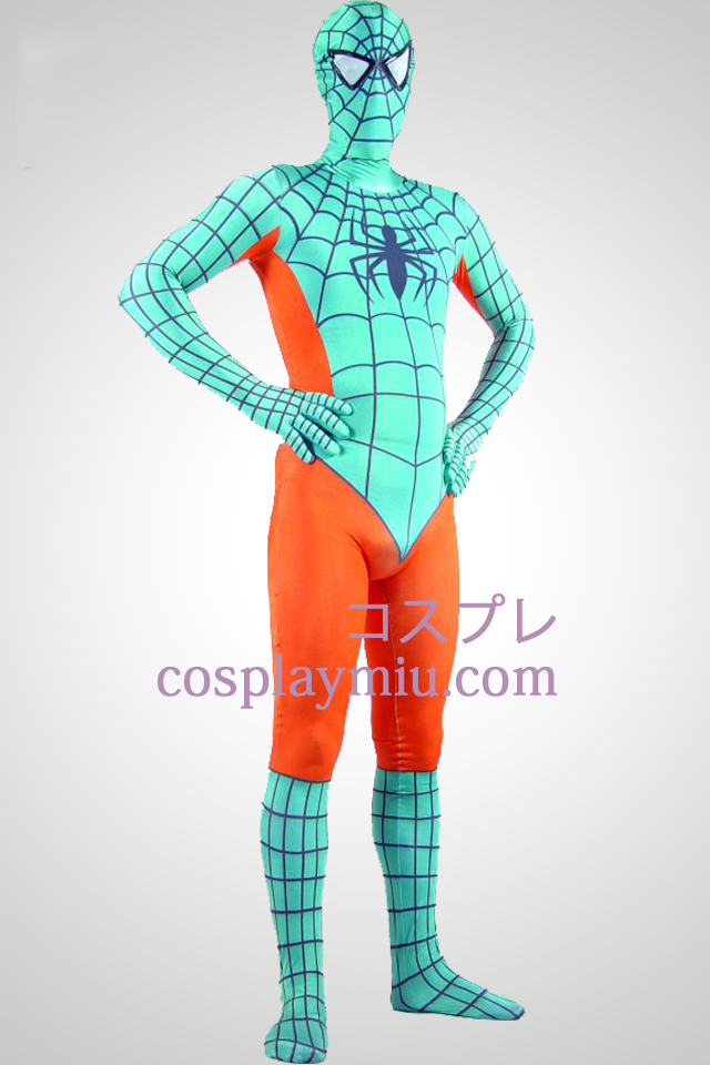 Feu vert et orange Spandex Lycra Spiderman Zentai Suit