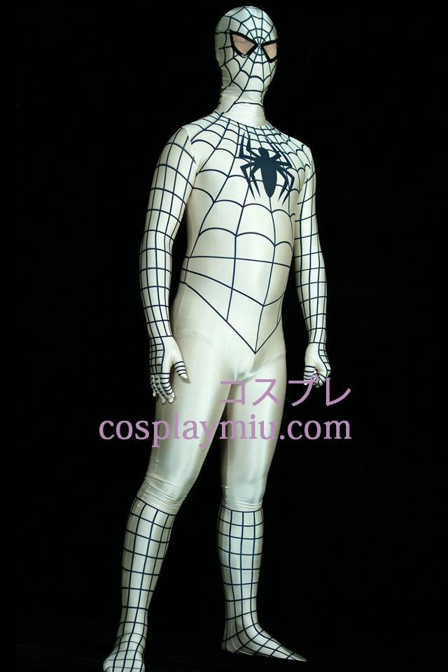 Blanc Lycra Spandex Zentai Spiderman Superhero