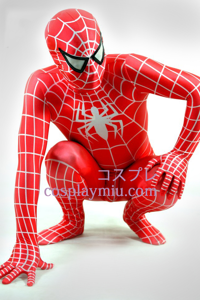 Rouge et blanc Lycra Spiderman Zentai Suit Superhero
