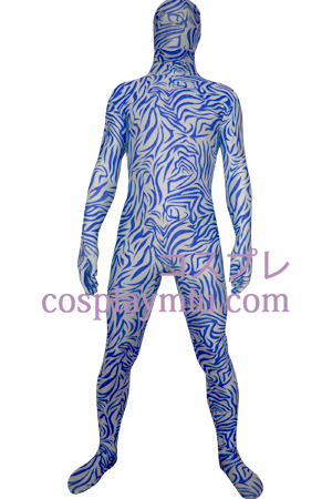 Bleu Blanc Zentai numérique Lycra Zentai Suit