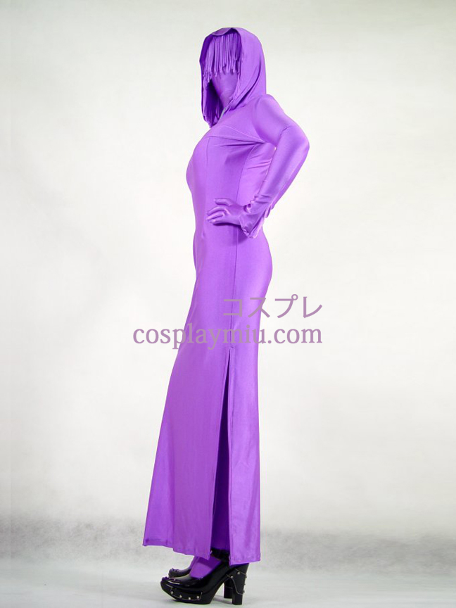 Violet Lycra Spandex Zentai Femme avec la jupe de style
