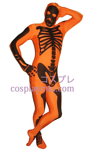 Squelette orange Lycra Zentai Suit